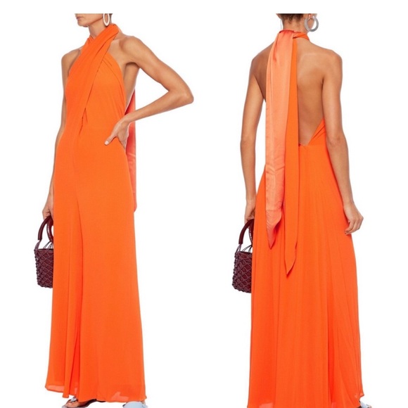 Staud backless orange Jumpsuit